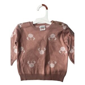Disney Baby Minnie Mouse Pink Knit Pullover Sweater Shoulder Buttons‎ 6-9 Months